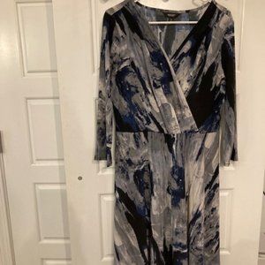 Simply Vera Vera Wang navy blue, gray & white dress